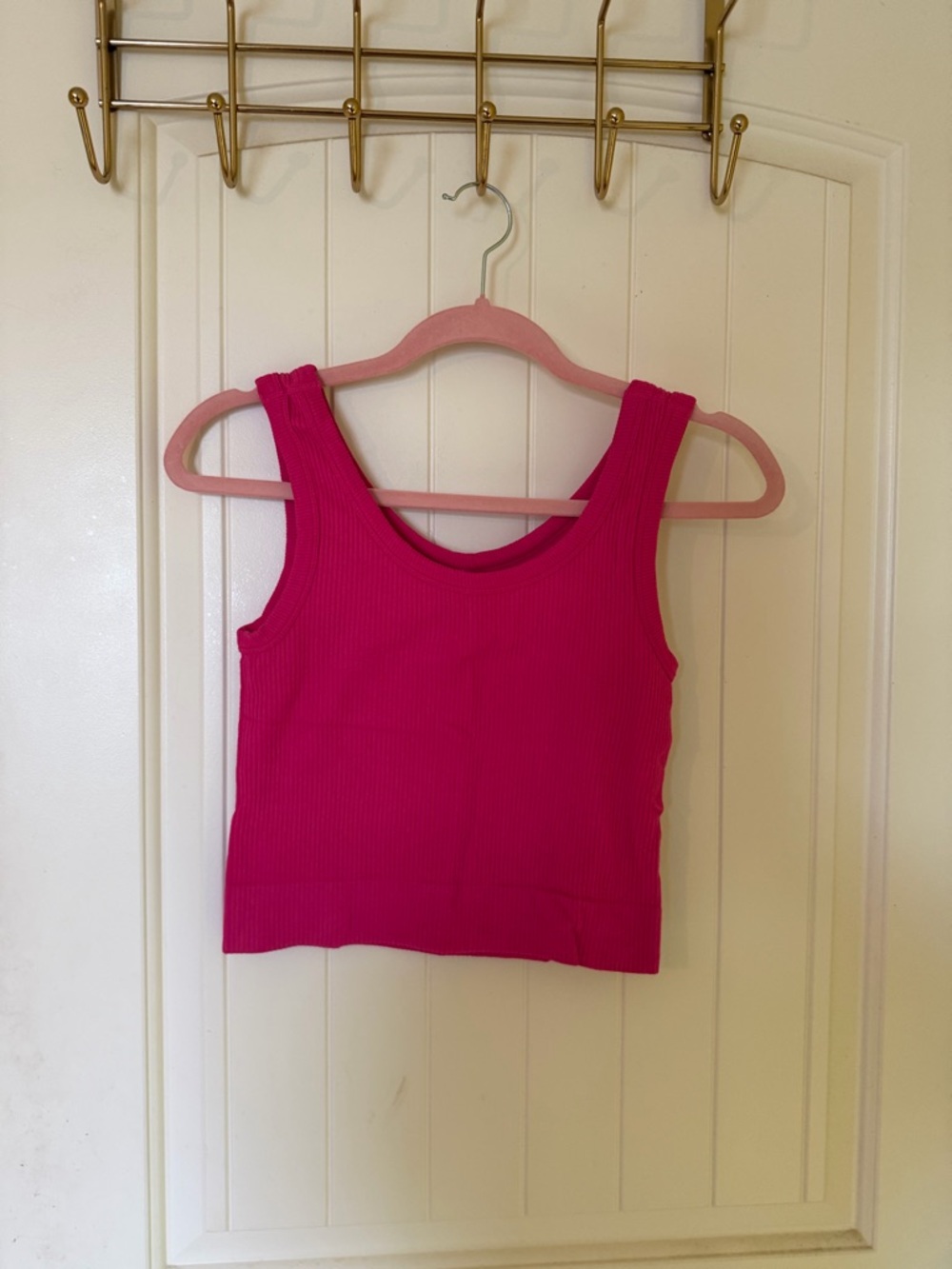 One Step Ahead Hot Pink Ribbed Crop Tank